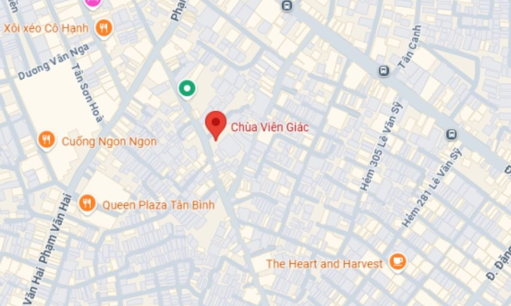 Vị trí Chùa Viên Giác tại số 193 Bùi Thị Xuân trên bản đồ Google Maps