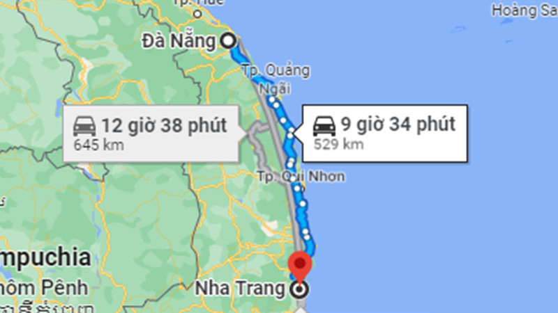 Hình ảnh minh họa tuyến đường bộ từ Đà Nẵng đến Nha Trang