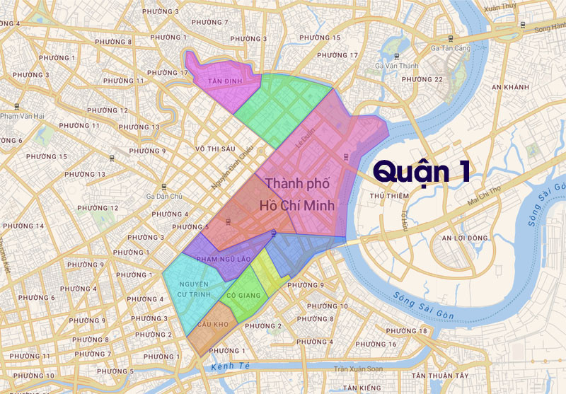 Bản đồ hành chính Quận 1 Thành phố Hồ Chí Minh