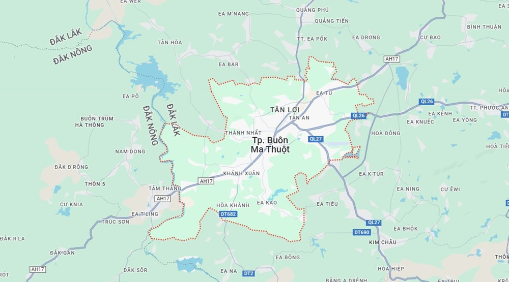 Định vị Bản đồ thành phố Buôn Ma Thuột trên Google Maps