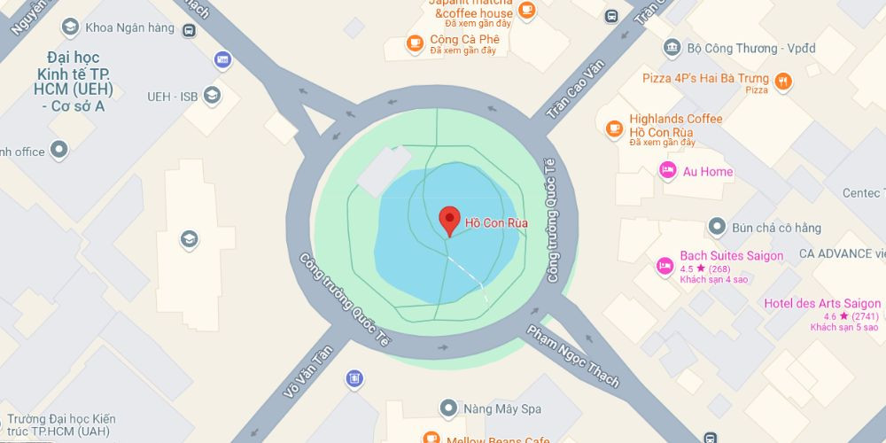 Vị trí Hồ Con Rùa trên bản đồ Thành phố Hồ Chí Minh