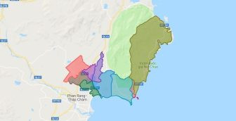 Bản đồ hành chính của huyện Ninh Hải, tỉnh Ninh Thuận, hiển thị các xã và thị trấn thuộc huyện này