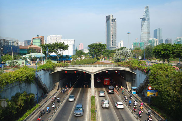 Hầm Thủ Thiêm nhìn từ trên cao, công trình biểu tượng của TP.HCM