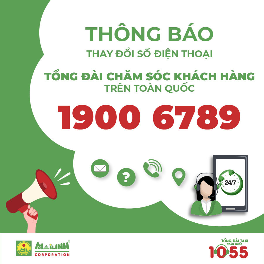 Thông báo chính thức từ Mai Linh về việc đổi số tổng đài chăm sóc khách hàng toàn quốc, áp dụng cả cho dịch vụ taxi Mai Linh tại Hà Nội