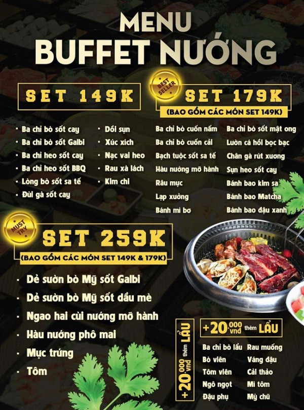 Bữa tiệc buffet đa dạng món tại nhà hàng 5 sao