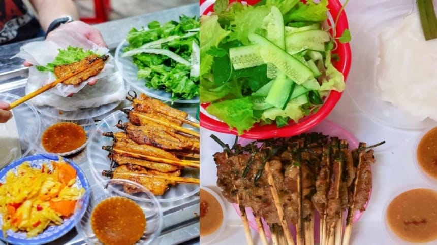 Bánh ướt thịt nướng & nem nướng – món “ăn chơi” khó cưỡng