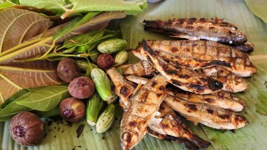 Cá suối nướng mang hương vị núi rừng đặc trưng