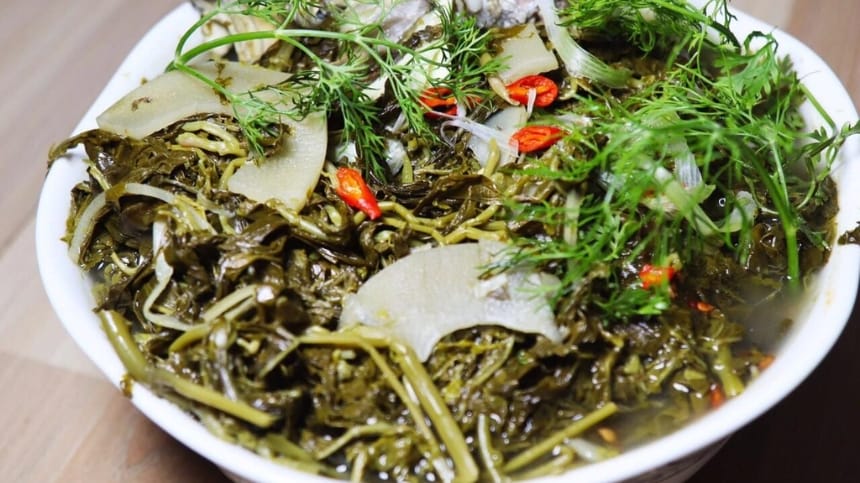 Rau sắn muối - Món ăn quen thuộc của người Phú Thọ