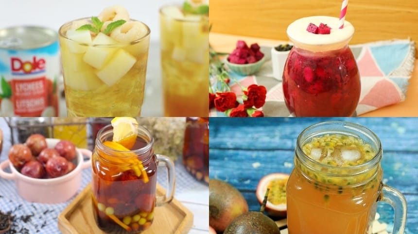 Thưởng thức ly nước trái cây tươi mát sau khi tham gia trò chơi