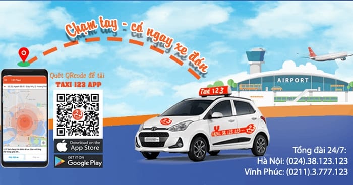 Khách hàng có thể dễ dàng đặt xe taxi 123 Vĩnh Phúc qua app và hotline