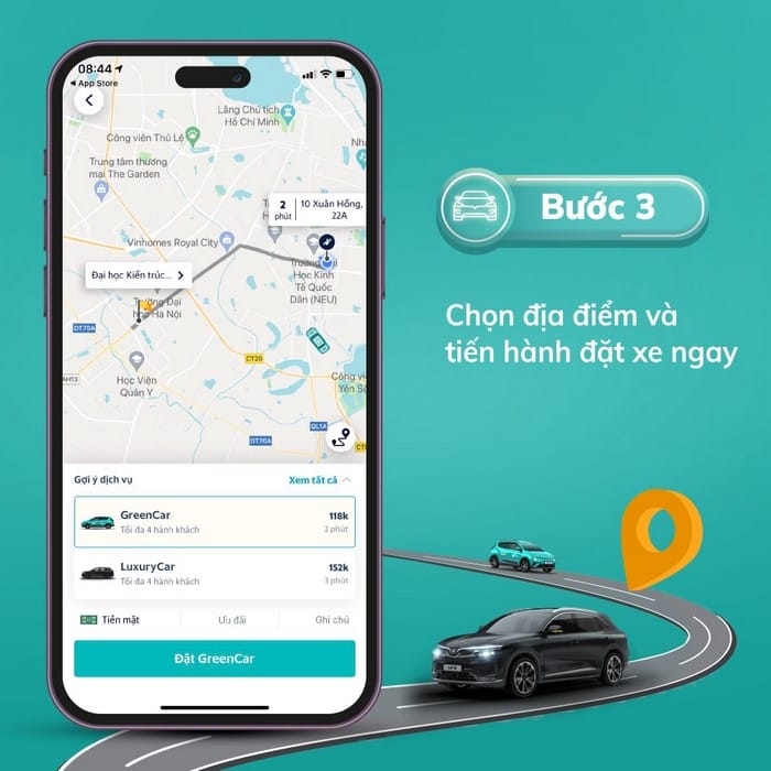 Bạn có thể dễ dàng đặt taxi Xanh SM Vĩnh Long và tra cứu lộ trình, cước phí,... qua ứng dụng